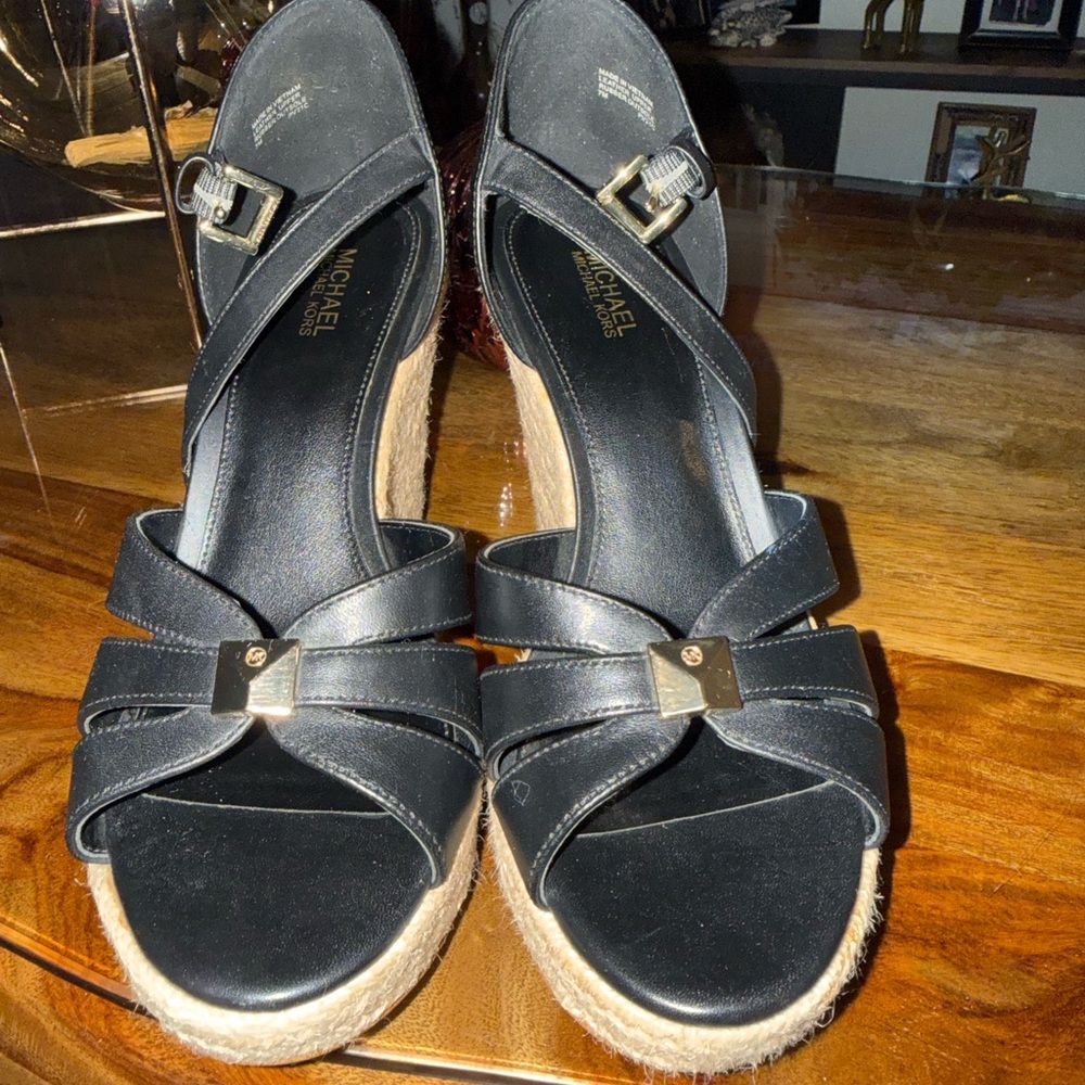 Michael Kors Black Wedge Sandals